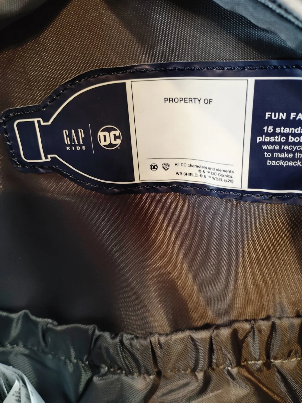 Gap Kids Grey Batman Backpack w/ Silver Logo
